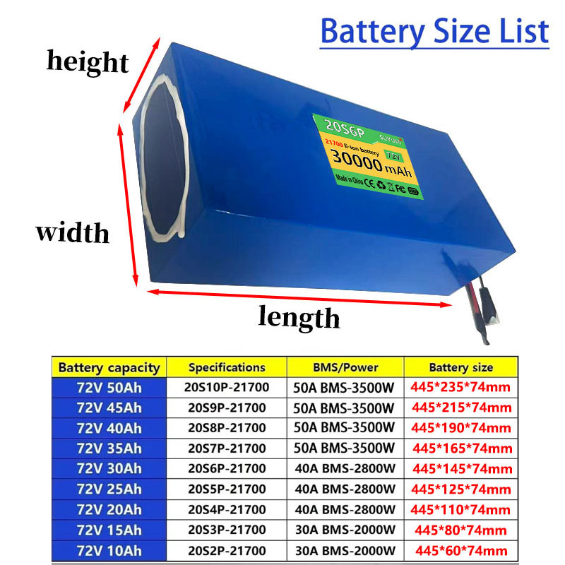 72V 50Ah 45Ah 20Ah 25Ah 30Ah 3 - đánh giá và giá 72V 30Ah Lifepo4 Battery Pack